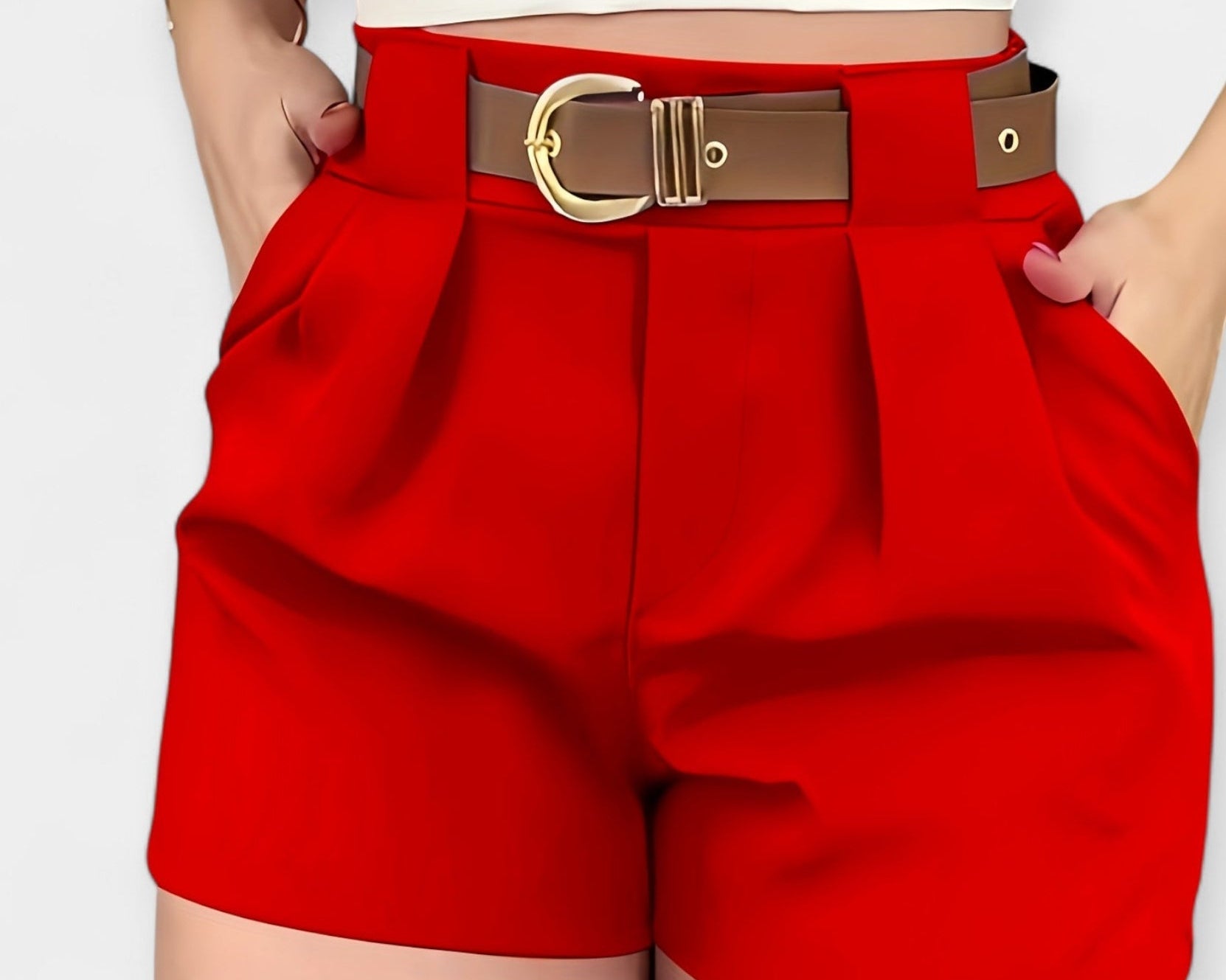 Vysoké Páskové Plisované Šortky