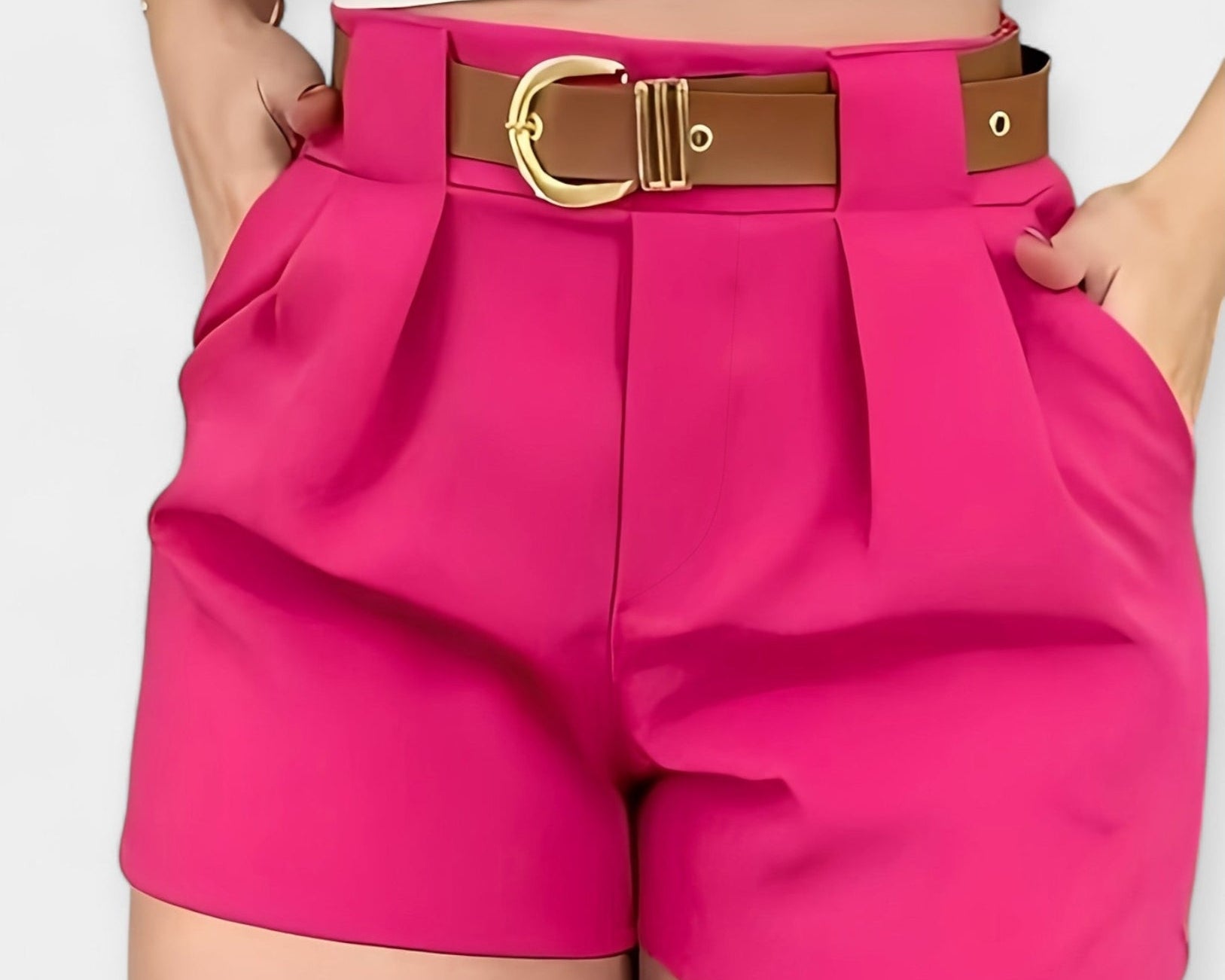 Vysoké Páskové Plisované Šortky