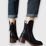 Garciel – Černé kožené kotníkové boty s pohodlným podpatkem, elegantní a nadčasové