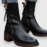 Garciel – Černé kožené kotníkové boty s pohodlným podpatkem, elegantní a nadčasové