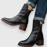 Garciel – Černé kožené kotníkové boty s pohodlným podpatkem, elegantní a nadčasové