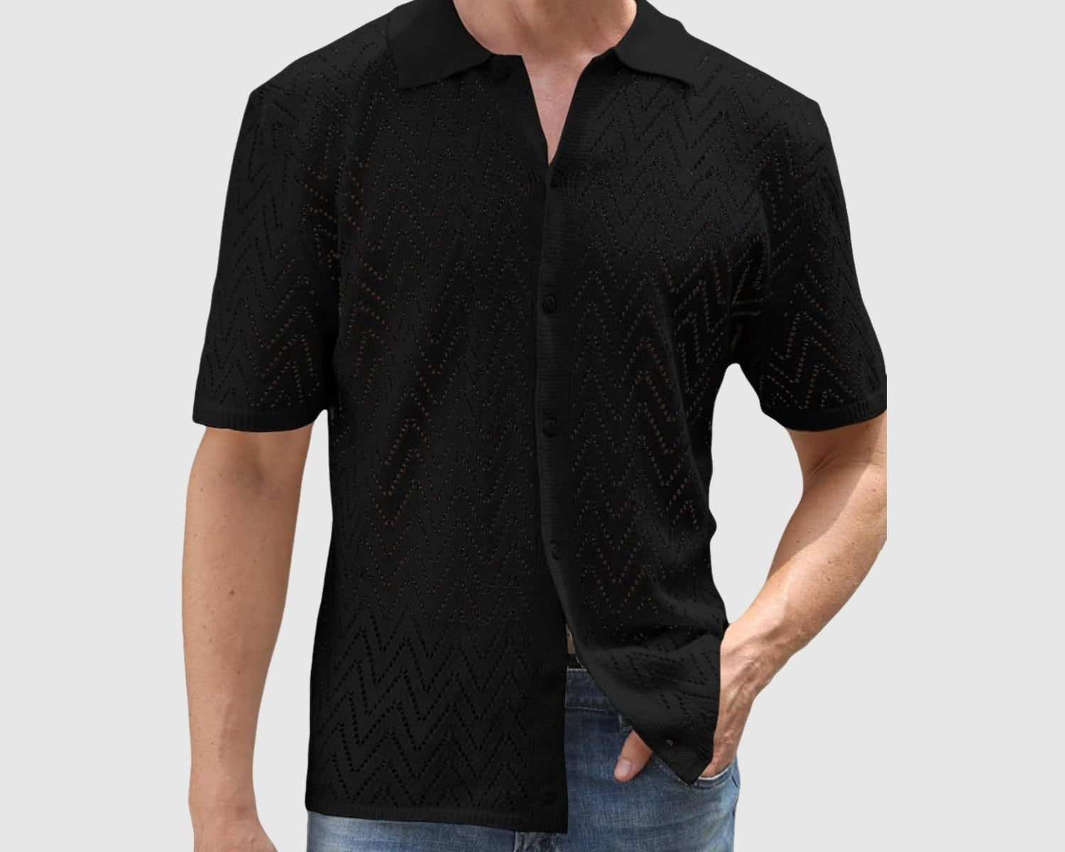 Libuše – Pletená košile se vzorem ve tvaru cikcaků