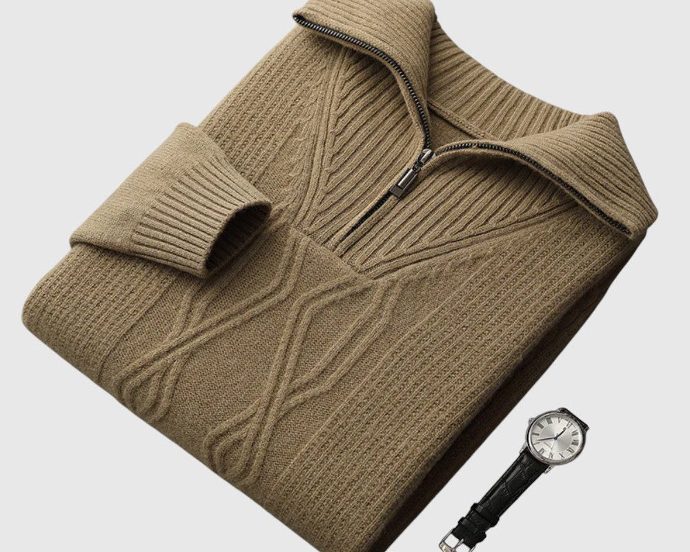 Svetr na zip z merino vlny Perla-Taranto