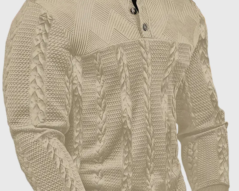 Dawson - Svetr s dlouhým rukávem Henley s pruhy