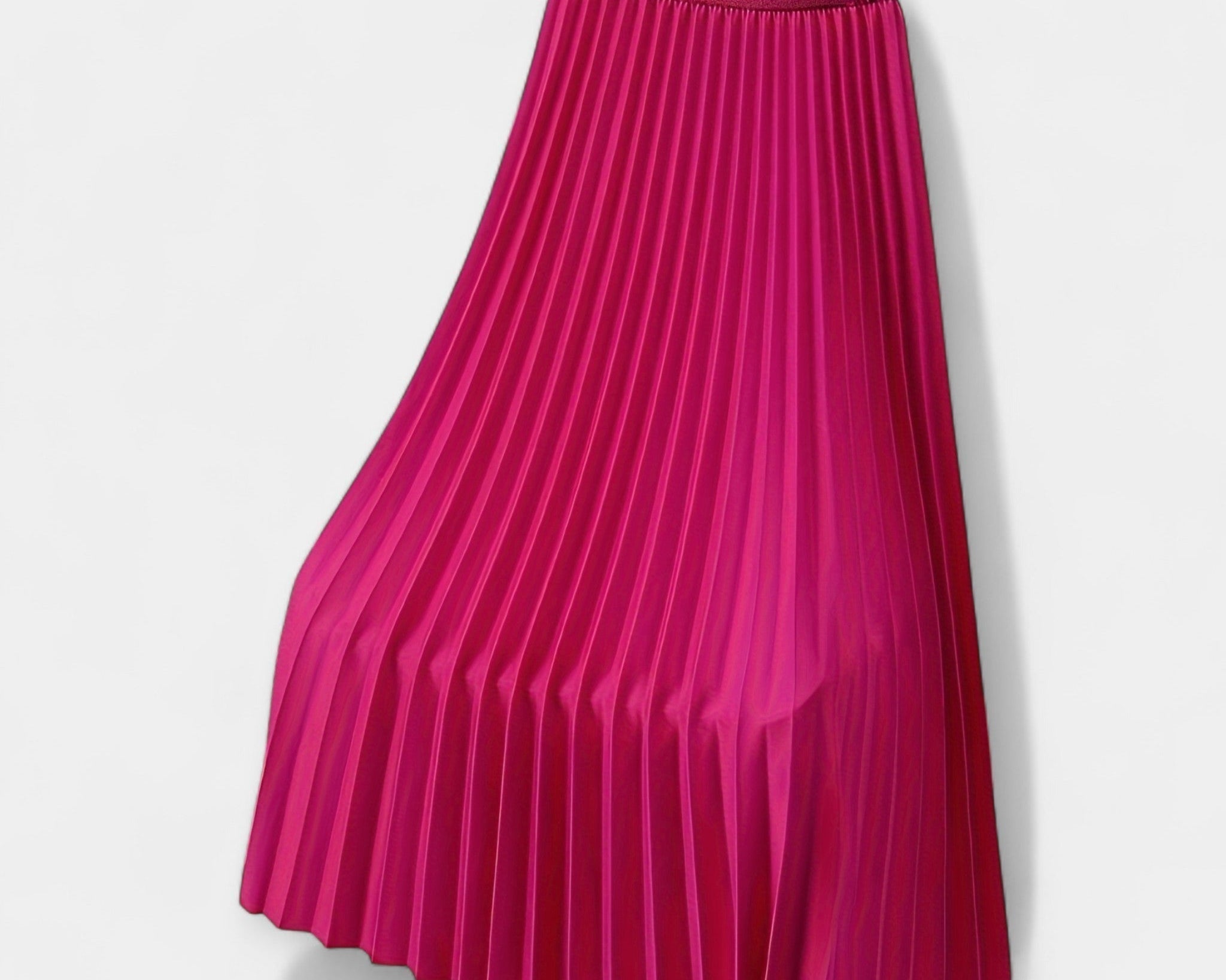 Dlouhá plisovaná saténová sukně