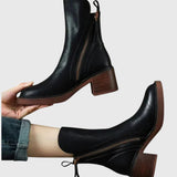 Garciel – Černé kožené kotníkové boty s pohodlným podpatkem, elegantní a nadčasové