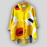 Květinová lněná blůza