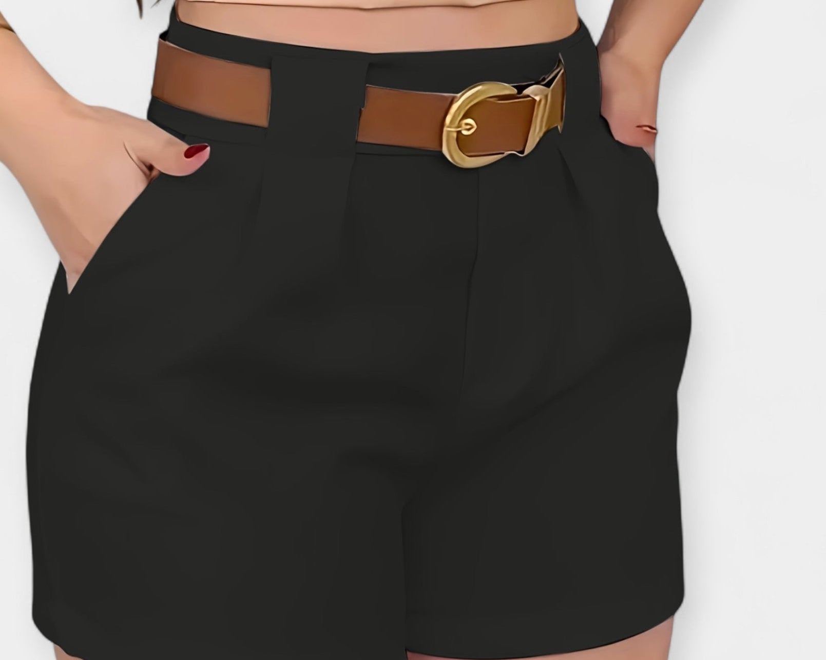 Vysoké Páskové Plisované Šortky