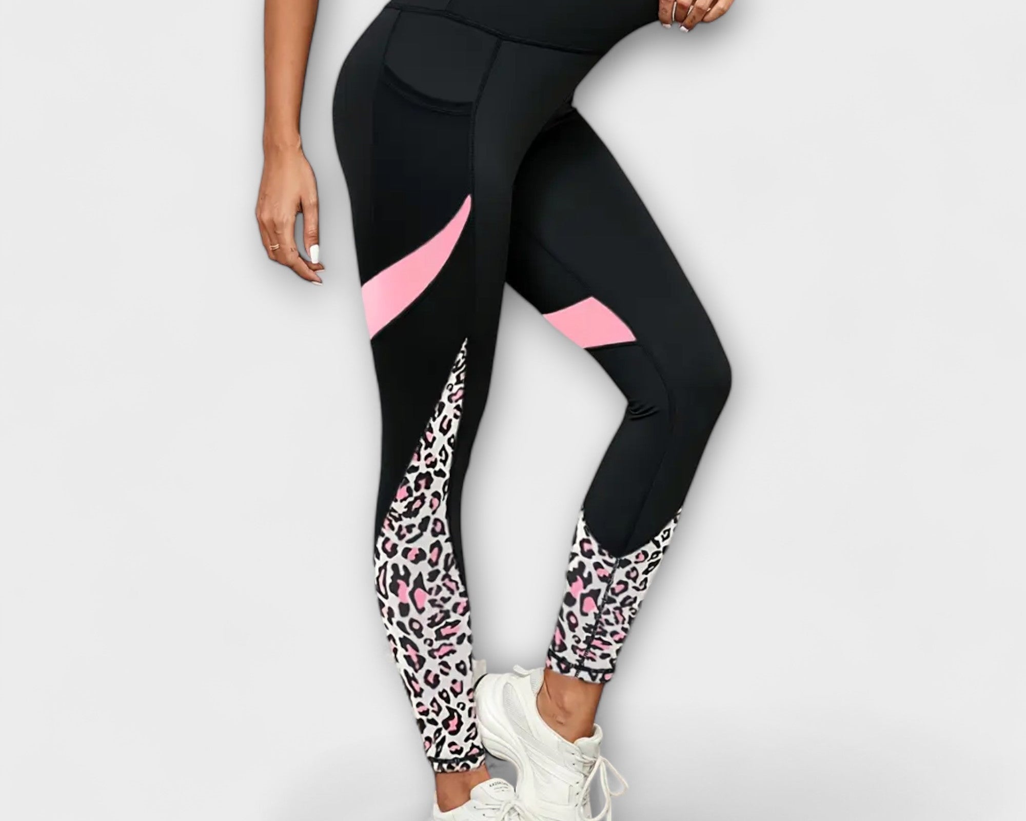 Tréninkové kalhoty s vysokým pasem a leopardím vzorem