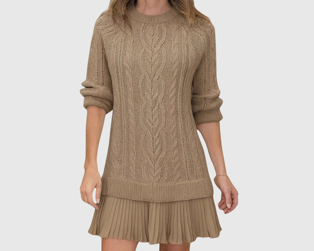 Eliška - Svetrové šaty s plisovanou sukní