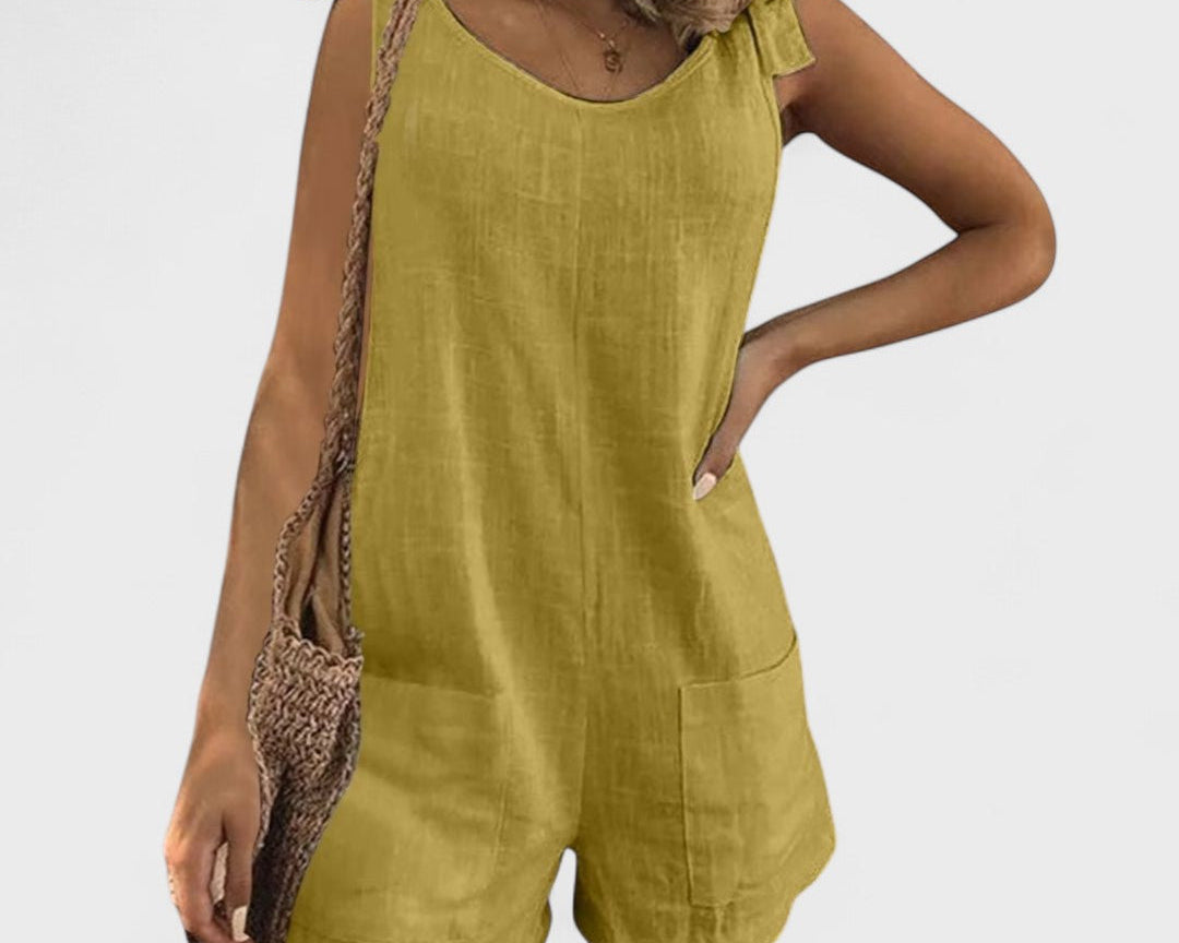 Ema - Bezramenný Overal z Bavlny a Lnu