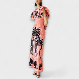 Stylové tílko s motivem palmy a tropických ptáků