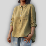 Lněná Blůza Zelená Jednoduchost