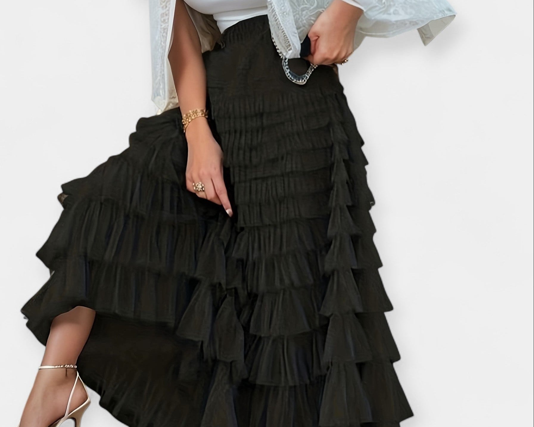 Elegantní Sukně s Tylovou Dekorativní Detail