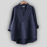 Lněná Blůza Stříbrná Elegance