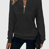 Amalie - Pletený svetr s copánkovým vzorem na zip