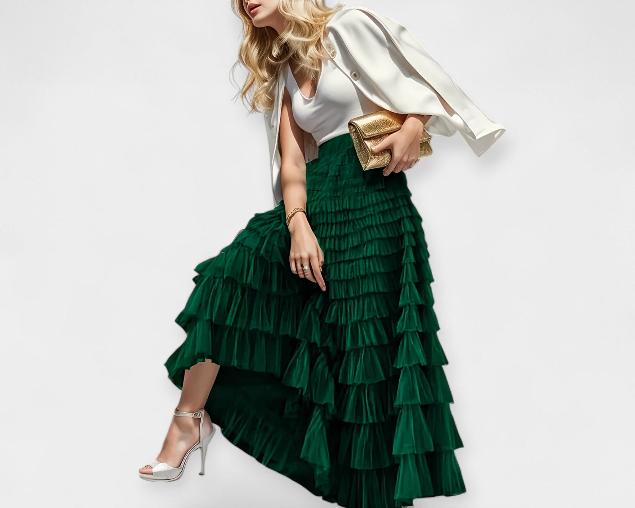 Elegantní Sukně s Tylovou Dekorativní Detail