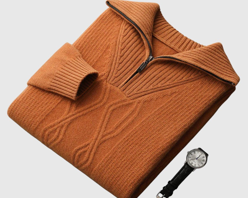 Svetr na zip z merino vlny Perla-Taranto