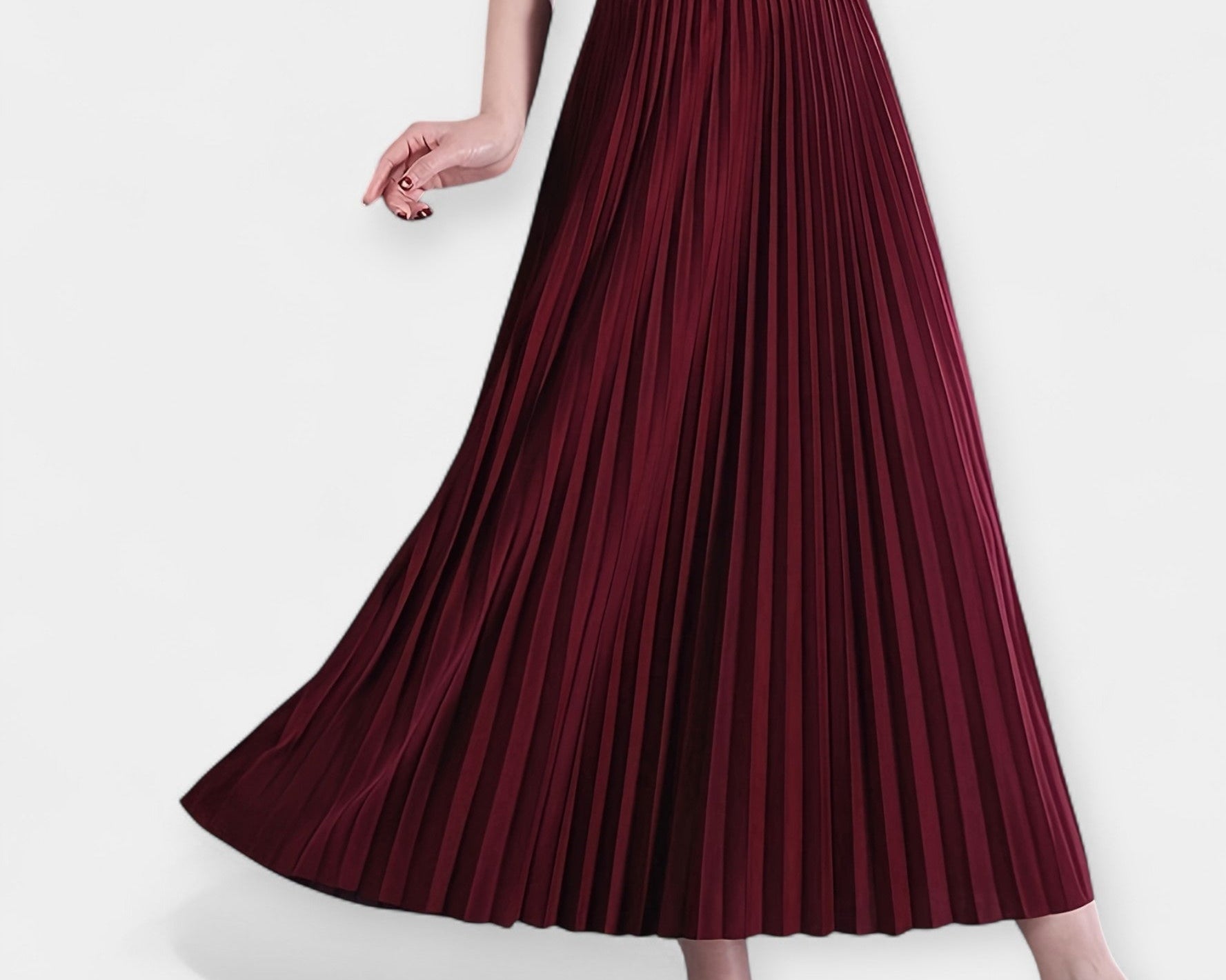 Dlouhá plisovaná saténová sukně