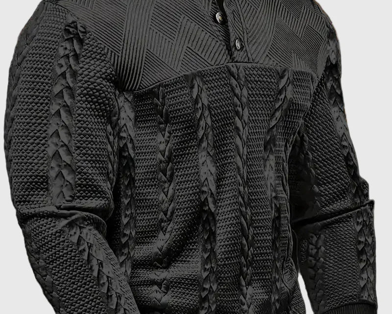 Dawson - Svetr s dlouhým rukávem Henley s pruhy