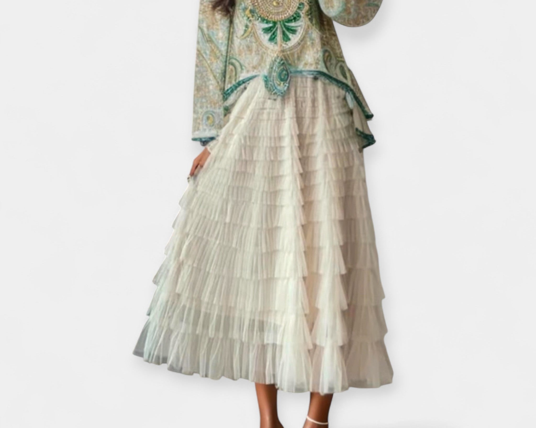 Elegantní Sukně s Tylovou Dekorativní Detail