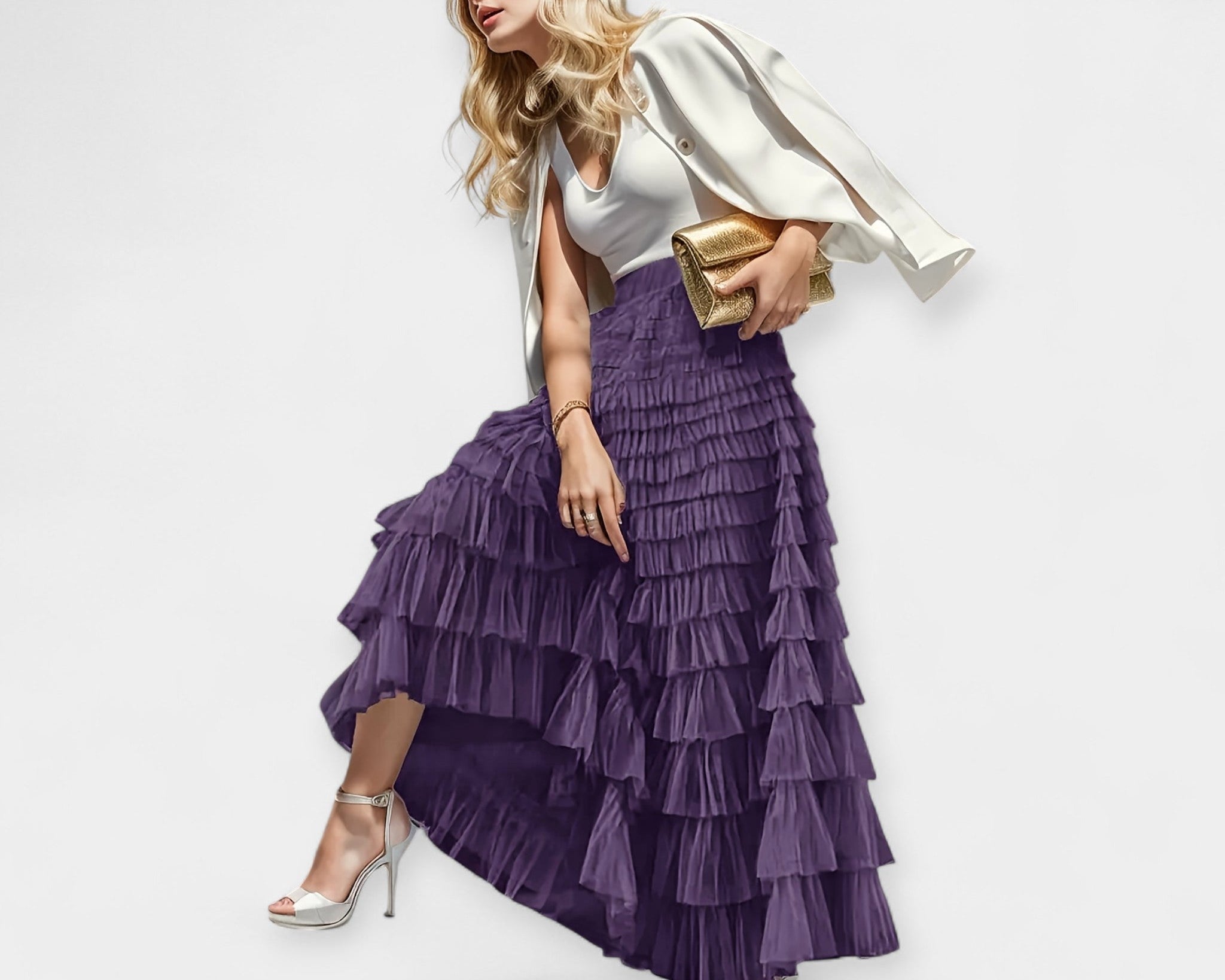 Elegantní Sukně s Tylovou Dekorativní Detail