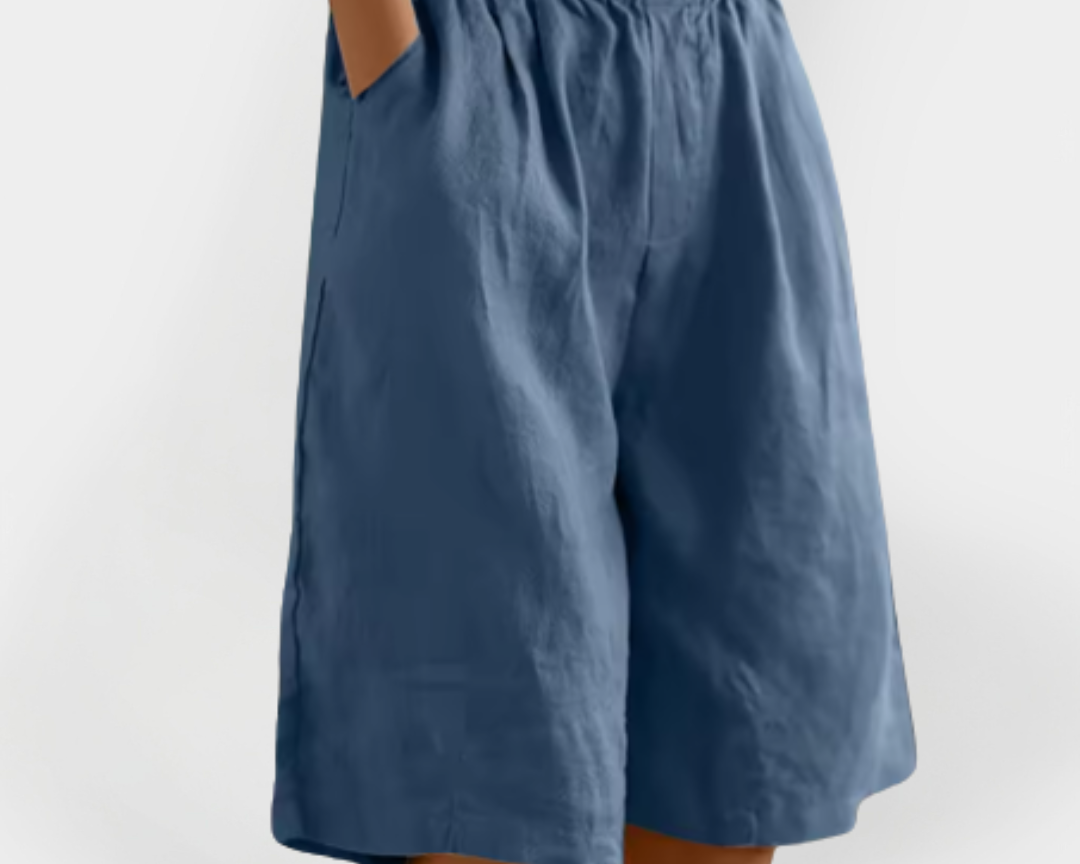 Lněné šortky s kapsami