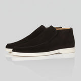 Pánské semišové loafers boty – Slip-On Chukka styl, plochý podpatek – Černé