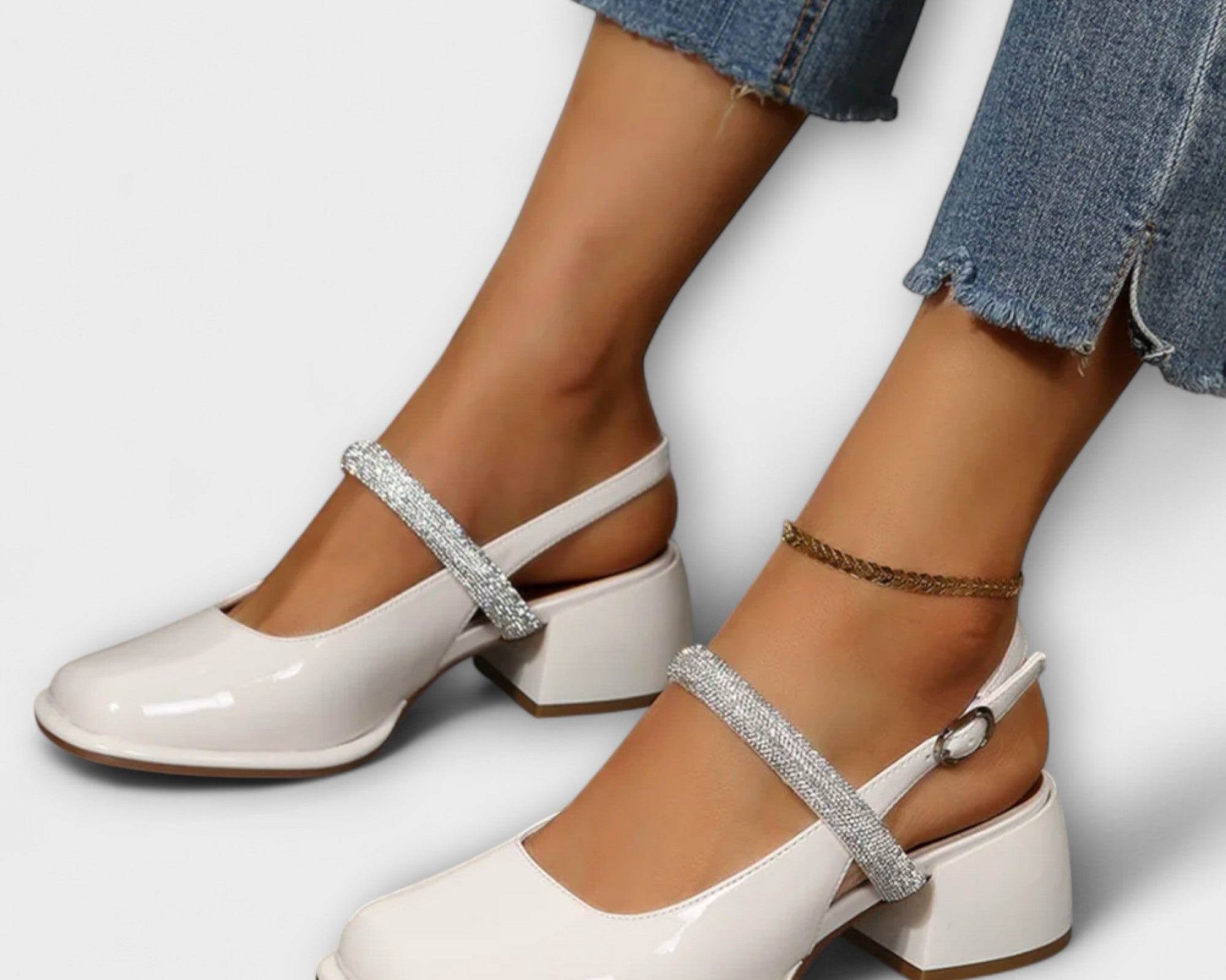 Celandra - Mary Janes s třpytivými pésky a blokovým podpatkem