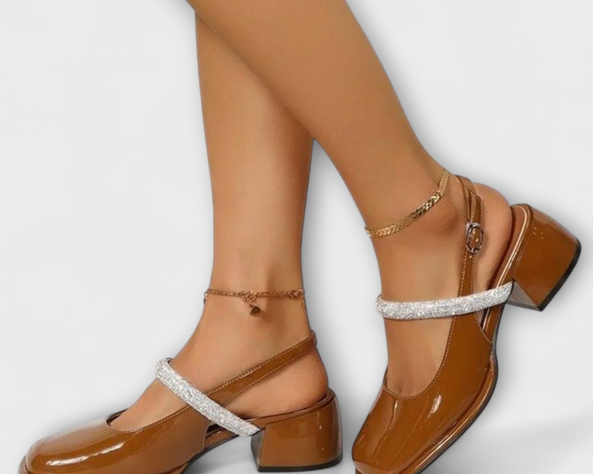 Celandra - Mary Janes s třpytivými pésky a blokovým podpatkem