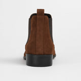 Minimalistické Slip-On Chelsea Boty – Hnědý Vzhled Semiše, Elastické Boční Panely, Plochý Podpatěk