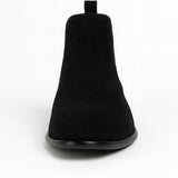 Minimalistické Slip-On Chelsea Boty – Černý Vzhled Z Semiše, Elastické Boční Panely, Plná Podpatka