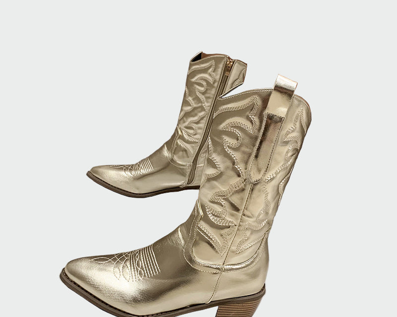 Metalické kovbojské boty