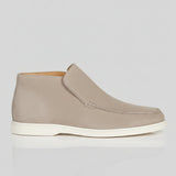 Pánské semišové loafers boty – Slip-On Chukka styl, plochý podpatek – Greige