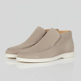 Pánské semišové loafers boty – Slip-On Chukka styl, plochý podpatek – Greige