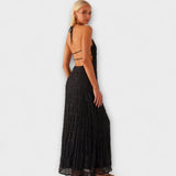 Adeline - Dlouhé šaty s ohlávkou výstřihem