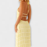 Adeline - Dlouhé šaty s ohlávkou výstřihem