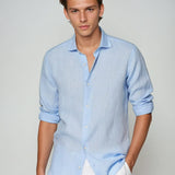 Esenciální Lněná Košile - Světle Modrá