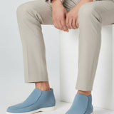 Pánské semišové loafery – Slip-On Chukka style, plochý podpatek – Světle modré