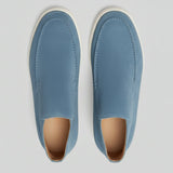 Pánské semišové loafery – Slip-On Chukka style, plochý podpatek – Světle modré