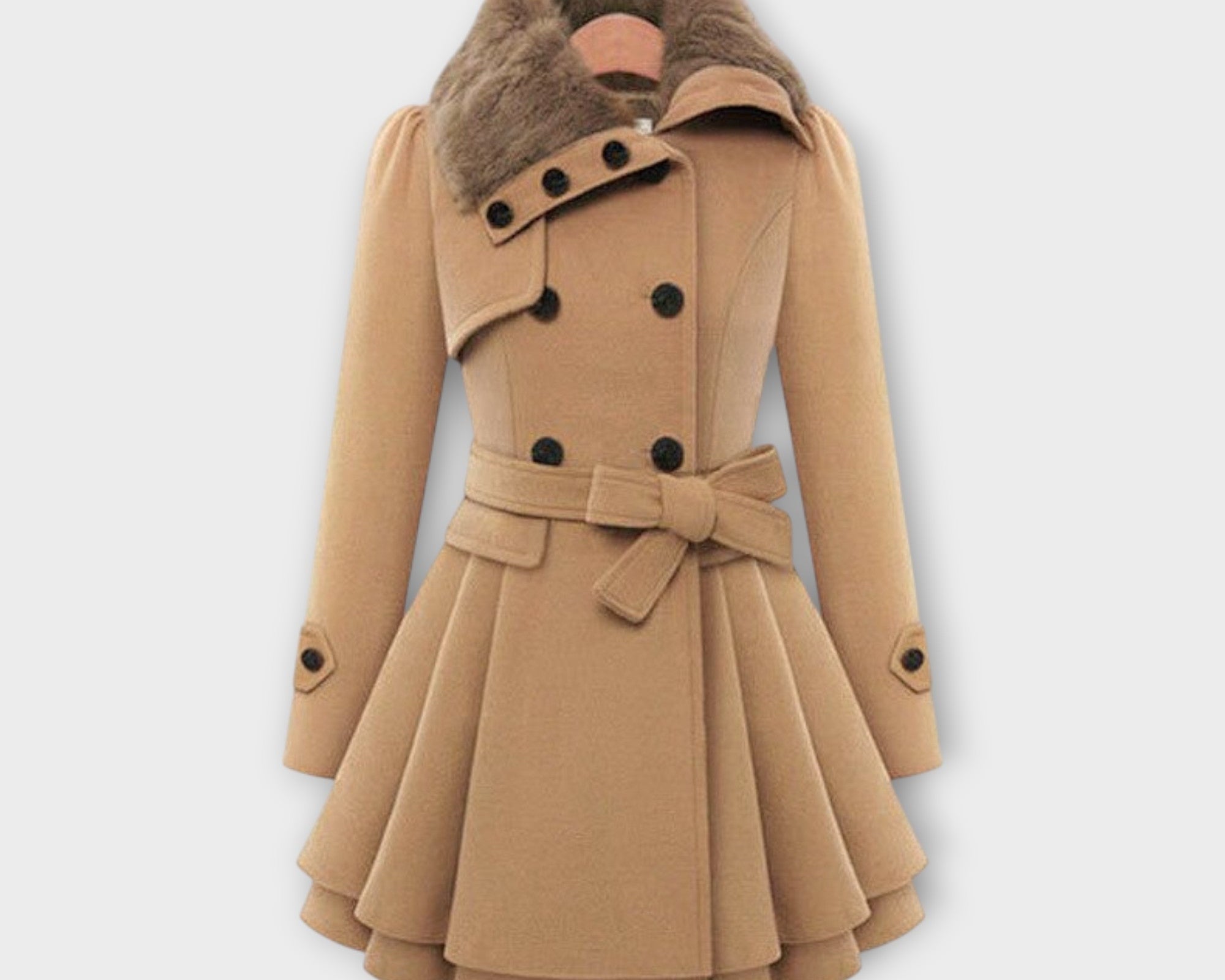 Emma - Elegantní kabát s umělým kožešinovým límcem