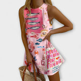 Mirava – Mini Šaty v Růžovém Tisku