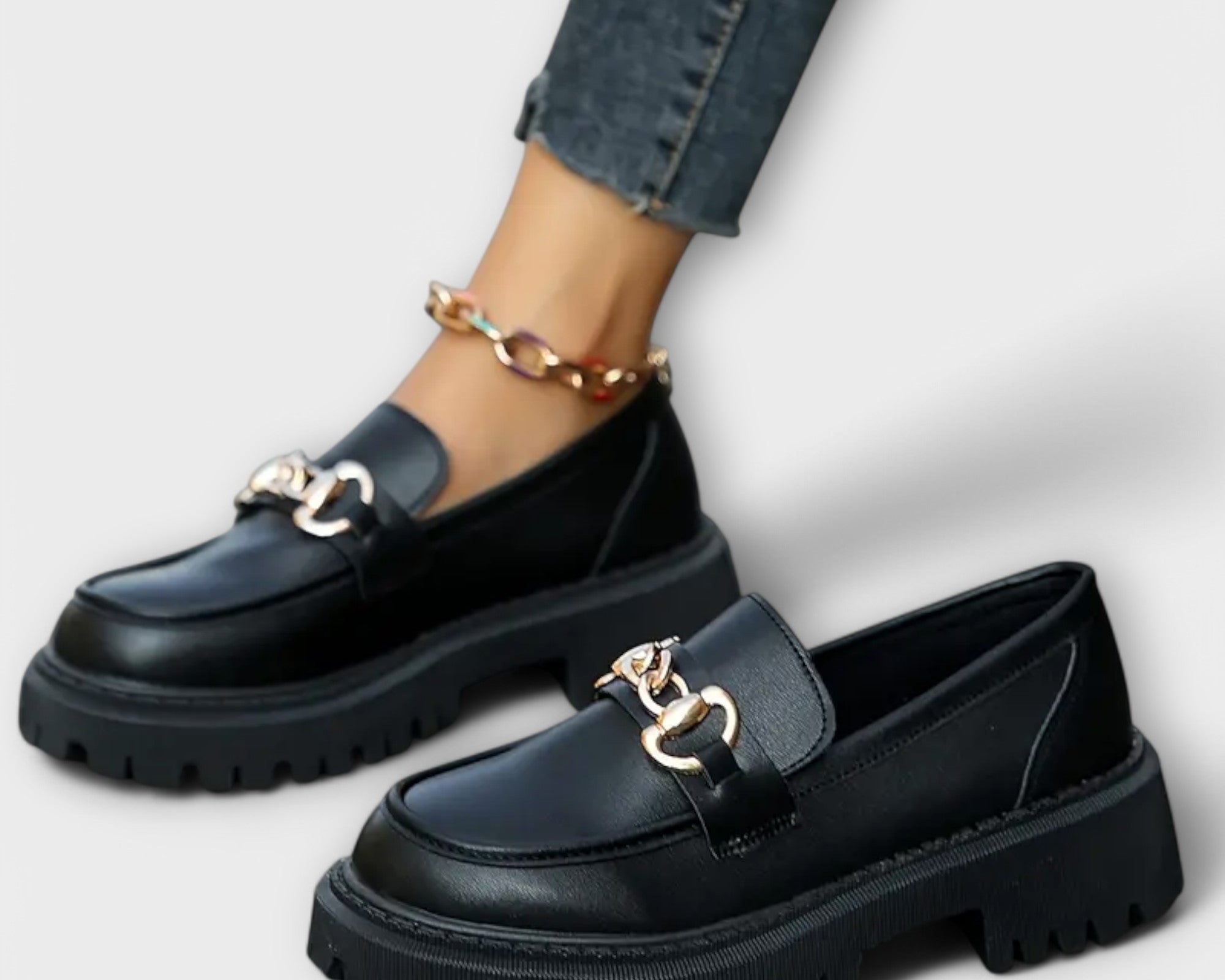 Trendy dámské platformové mokasíny s přezkou