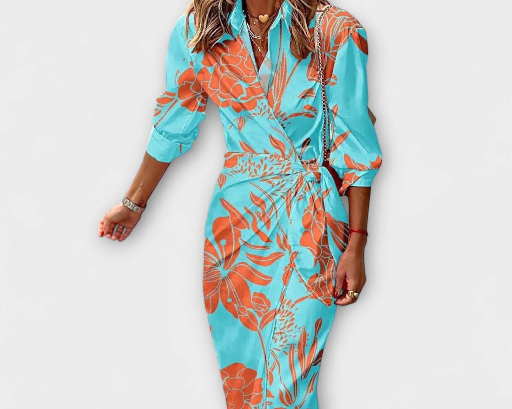 Clarissa - Pruhované Midi Košilové Šaty