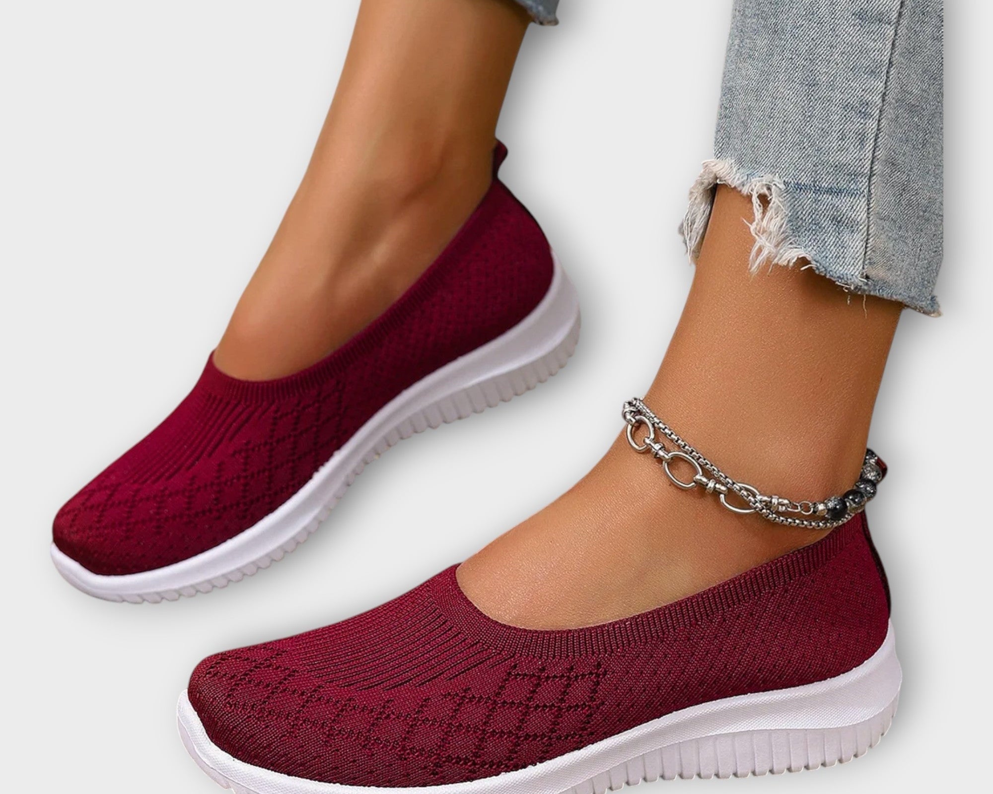 Pletené baleríny s protiskluzovou podrážkou