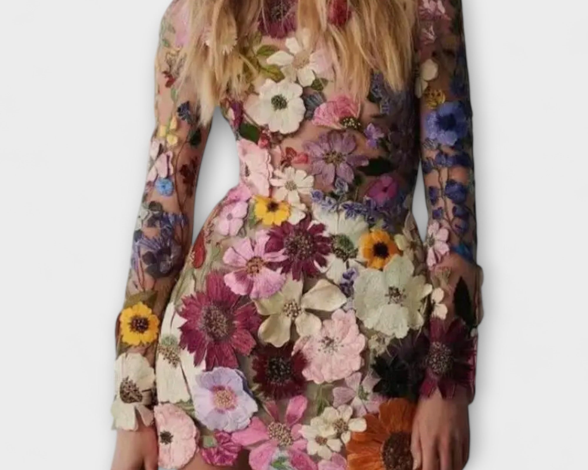 Dolores - Šaty s 3D květinovým vzorem