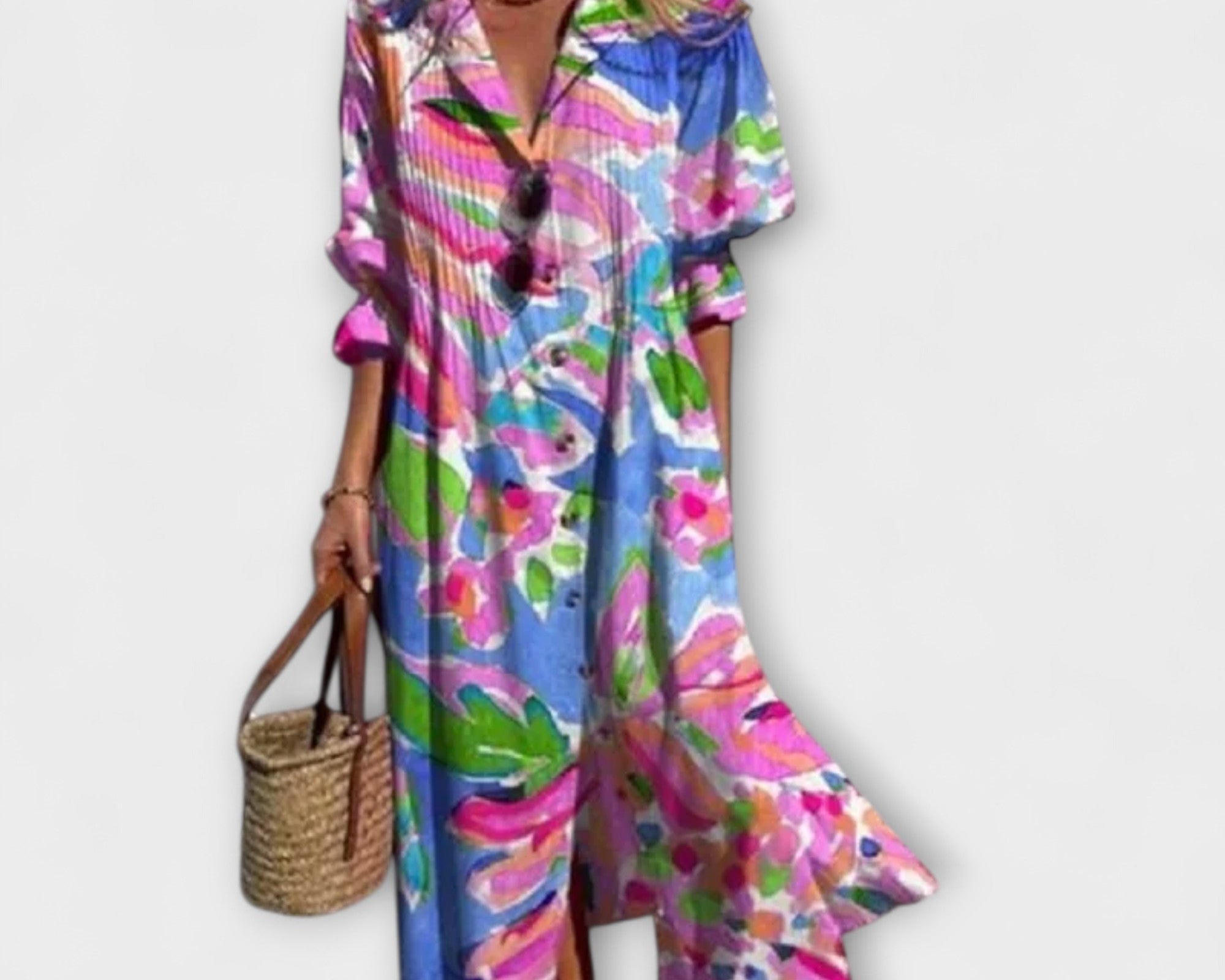 Lila - Lichotivní maxikabát s pokrytím břicha