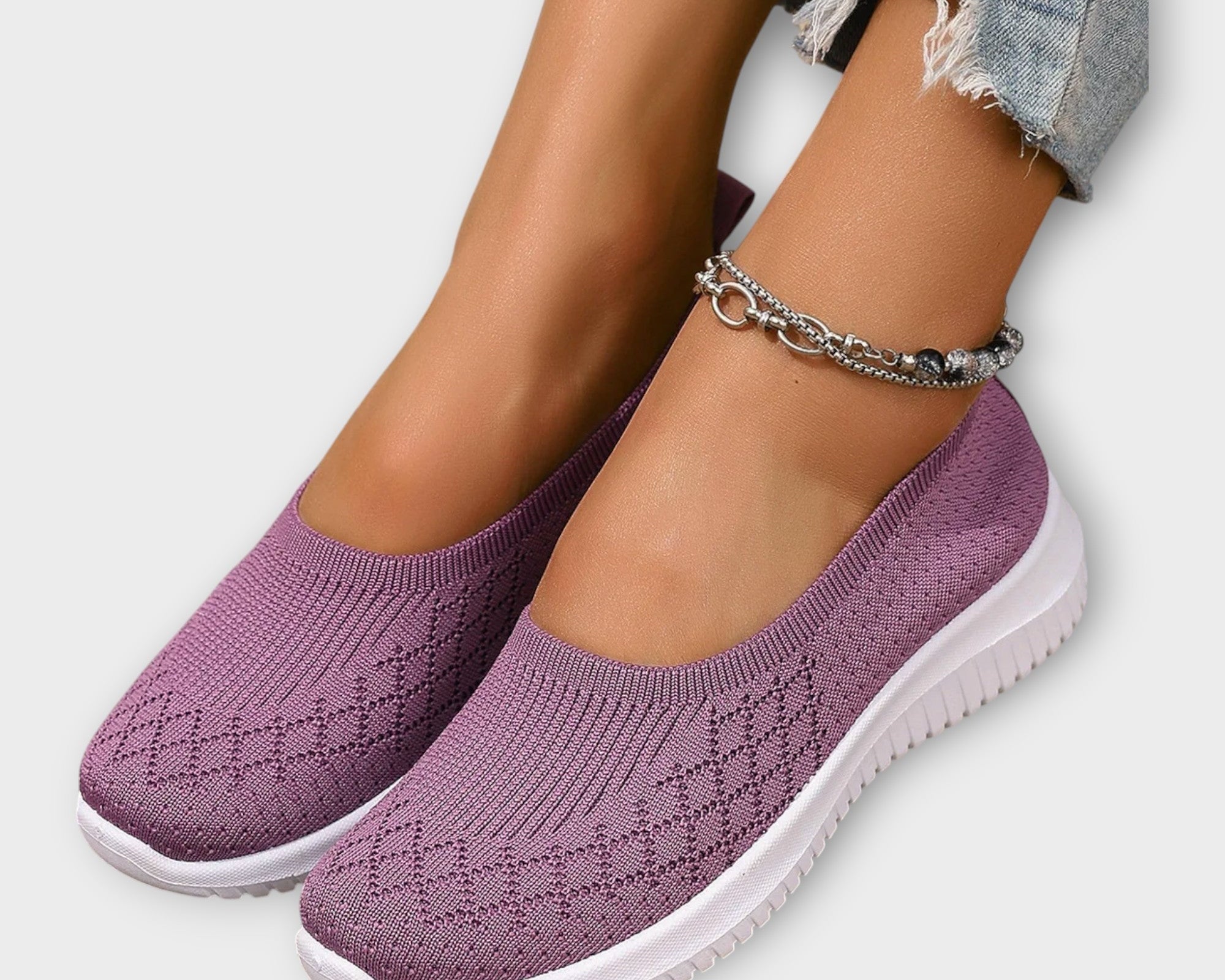 Pletené baleríny s protiskluzovou podrážkou