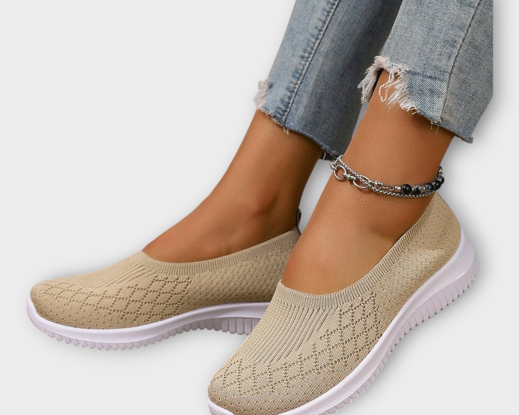 Pletené baleríny s protiskluzovou podrážkou