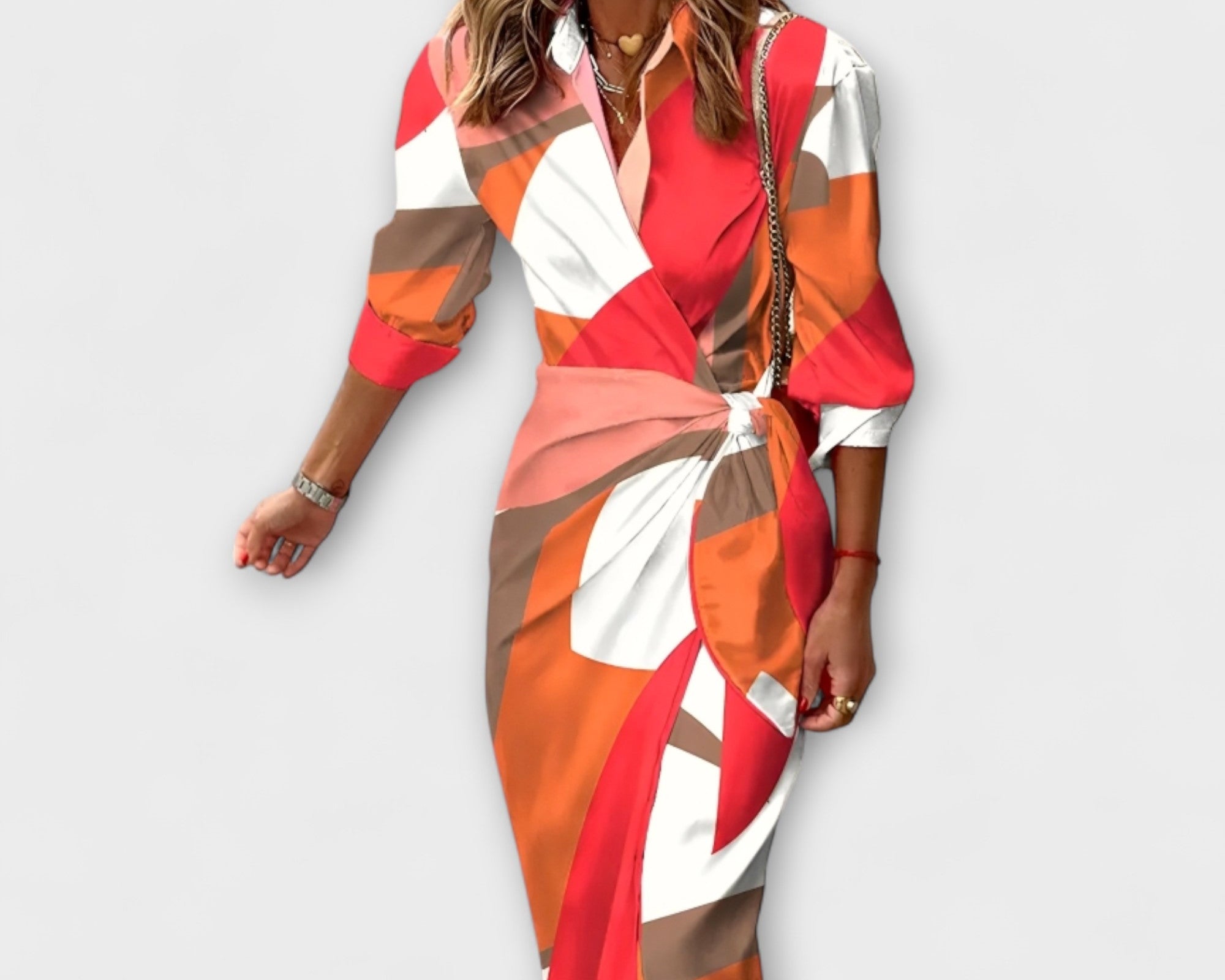 Clarissa - Pruhované Midi Košilové Šaty